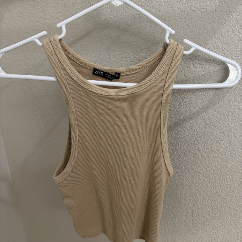 Zara Beige Sleeveless Tank Top